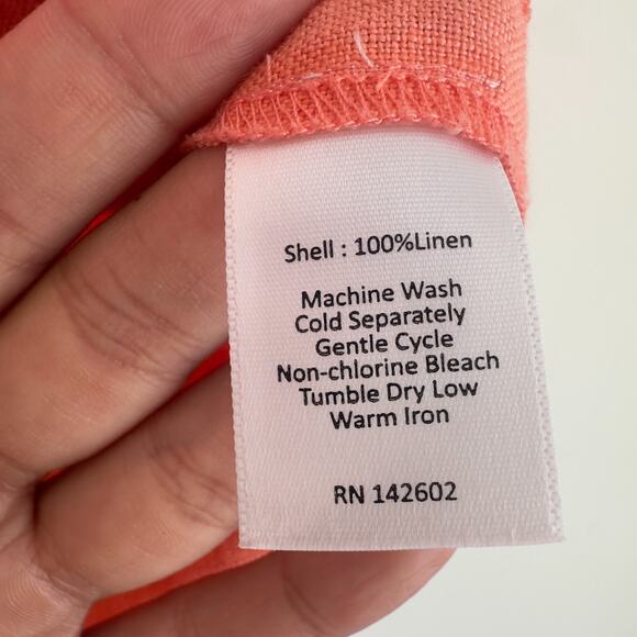 Sail To Sable Linen Dress XL Linen Classic Tunic Resort Coastal Coral Sleeveless - Picture 10 of 12